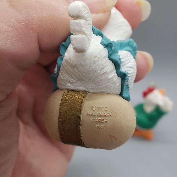 Set 2 Hallmark Ornaments Mom / Dad To Be Chicken Rooster 1992 Baby Shower Parent - Picture 6 of 8